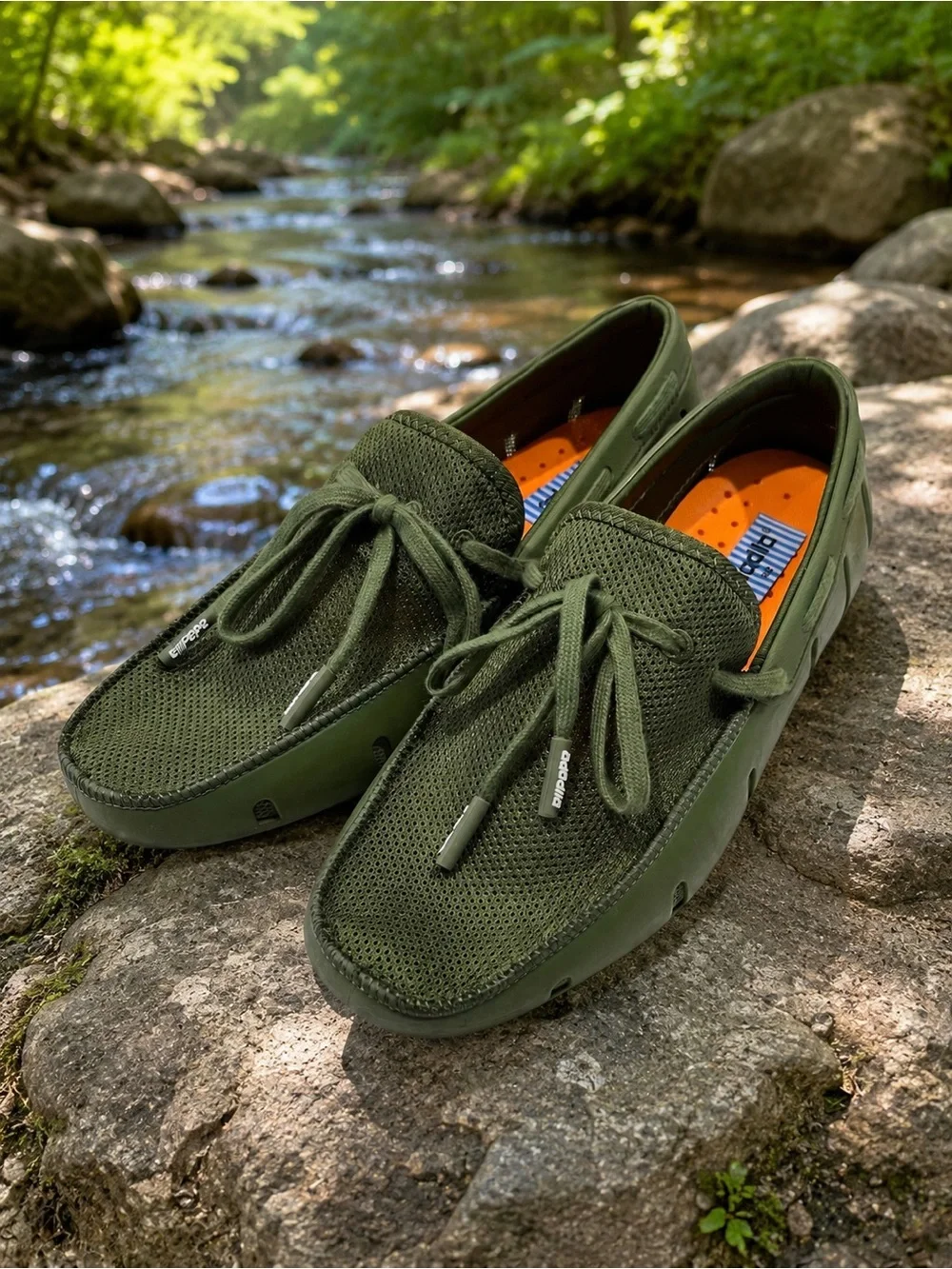 Adadila Mens Classic Braided Lace Loafers Olive Green/Orange Size 42/US 8.5 NWOT